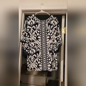 JM Collection butterfly top black/white XL